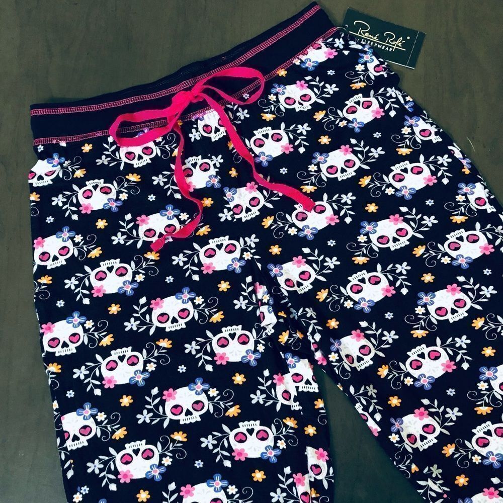 Day of the Dead Floral Sugar Skulls PJ Pants S